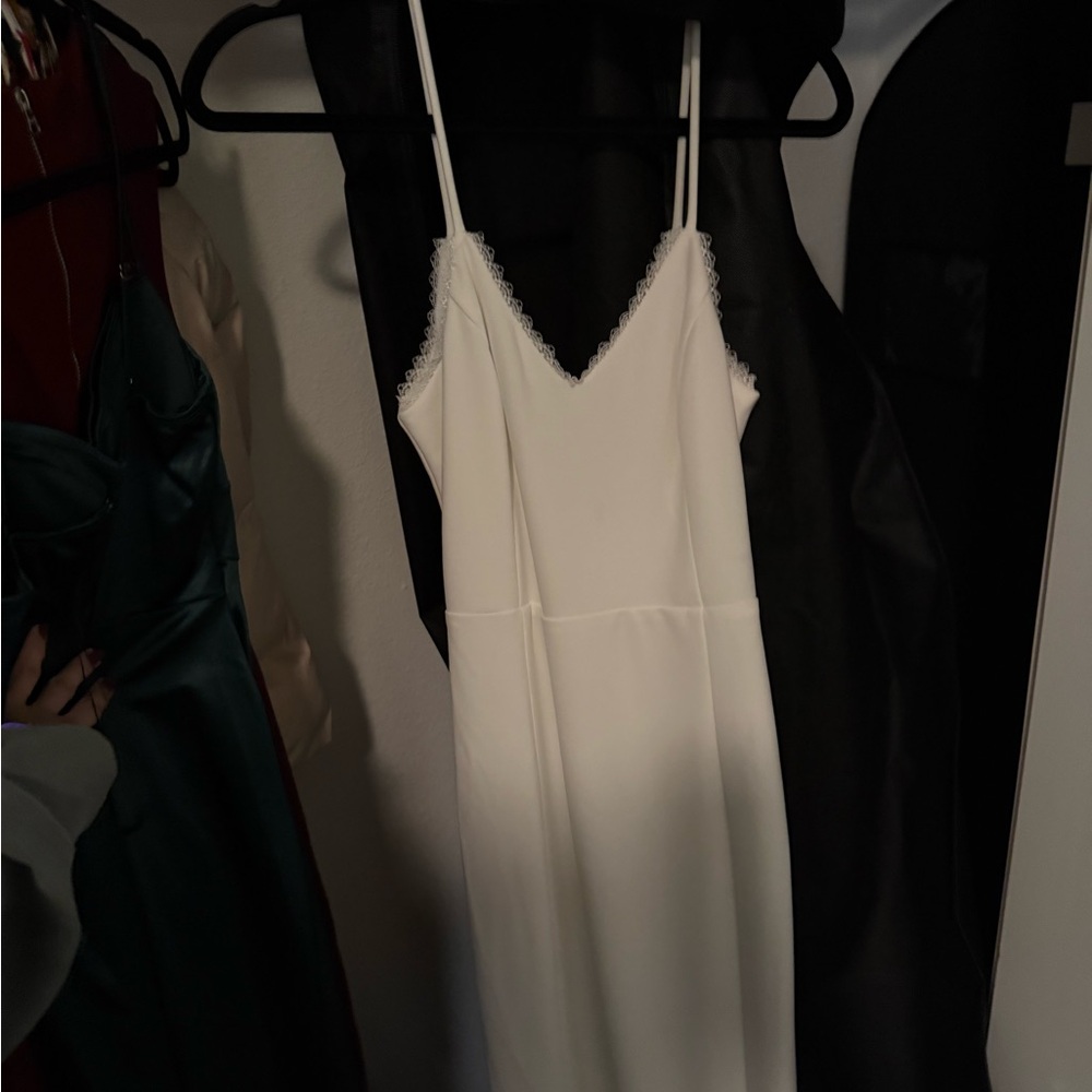 Lulu's Ivory Lace-Trimmed Dress